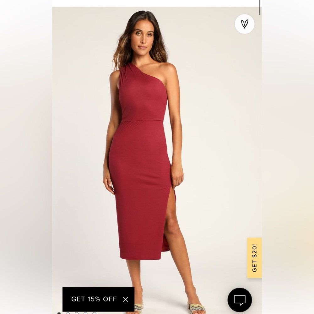 Pure Attraction Burgundy One-Shoulder Ribbed Midi Dress. Brand new- never worn